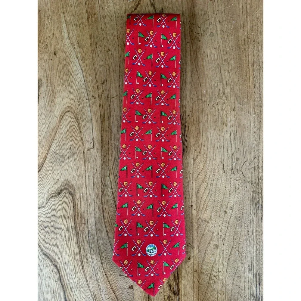 Robert Talbot Golf Football Baseball Sports 100% Silk Tie Legends International